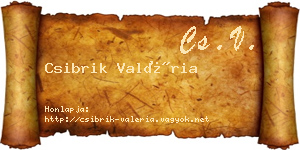 Csibrik Valéria névjegykártya
